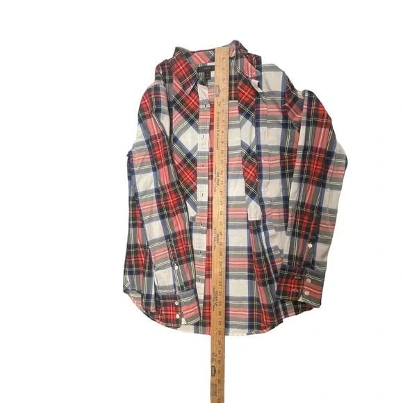 J.Crew Size 4. Plaid button down shirt. red/green/white. EXCELLENT CONDITION - Picture 10 of 13